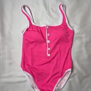 Blush Waves One-Piece Swimsuit – Pink & White (Size L)